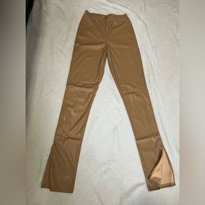 Caramel faux leather pants